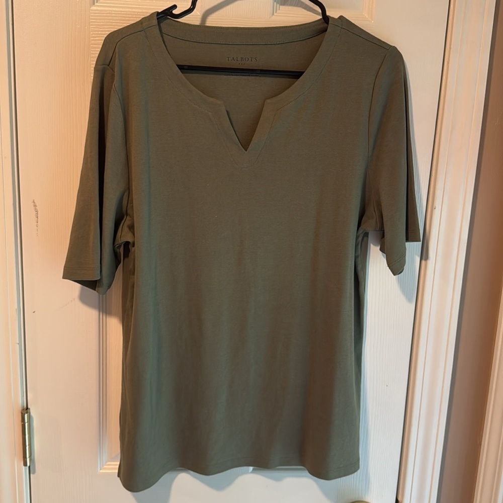 Talbots Olive Cotton Top XL